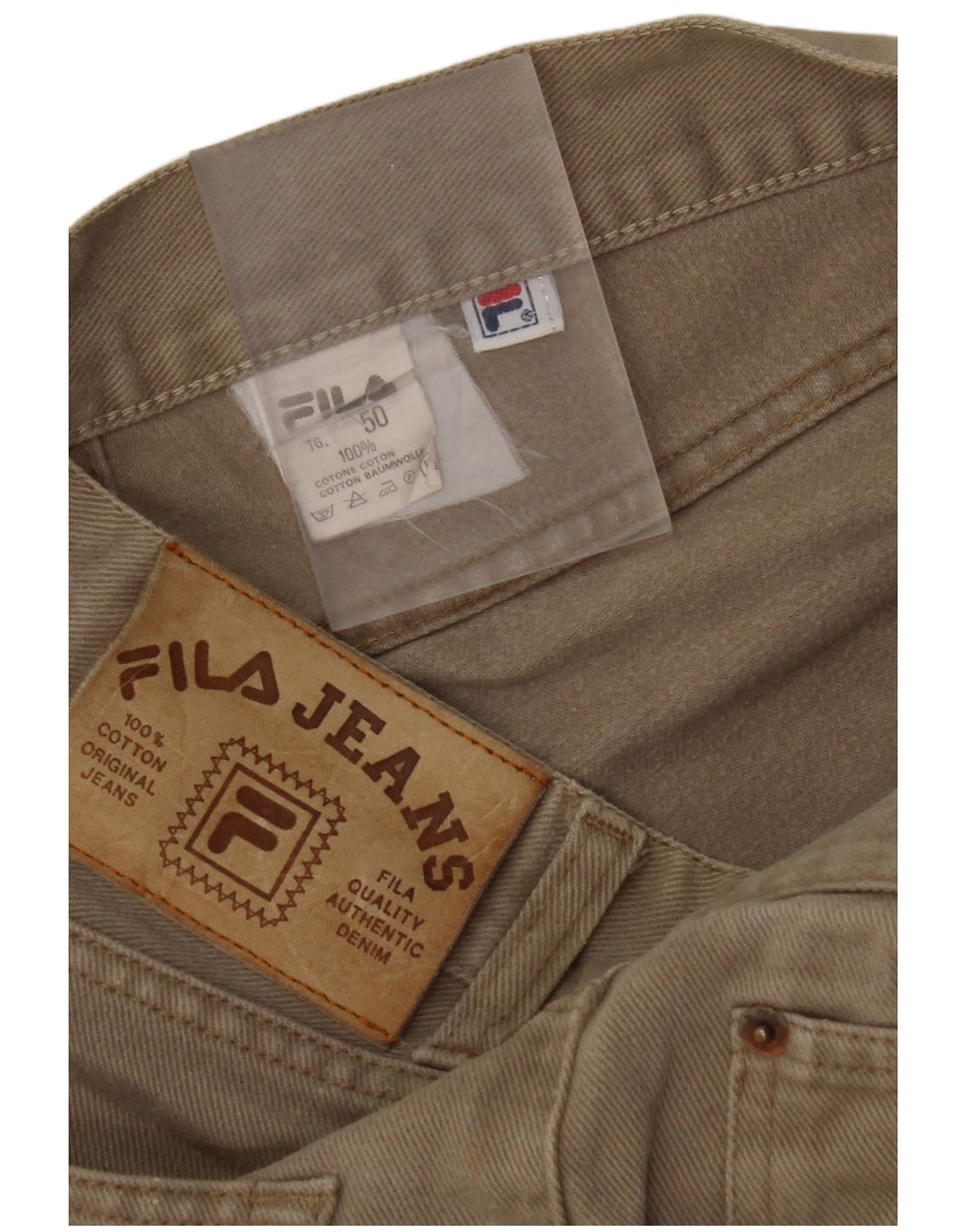 FILA Vaqueros rectos para hombre IT 50 Large W32 L30 Algodón beige