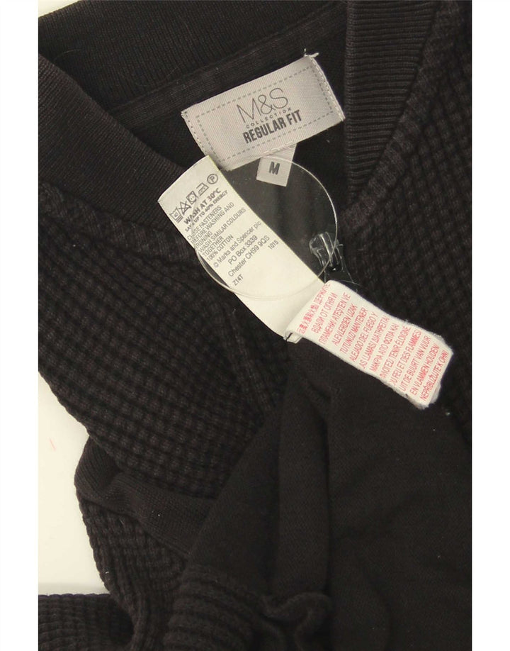 Marks & Spencer Suéter tipo cárdigan de ajuste regular para hombre Algodón negro mediano