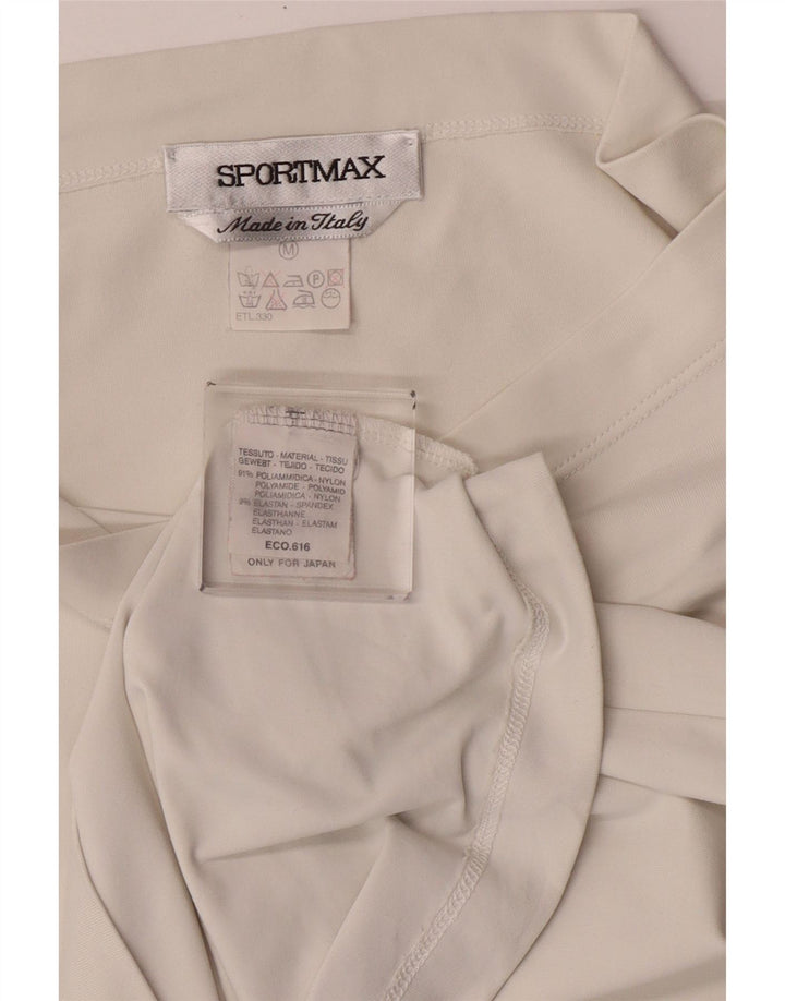 Sportmax Top corto para mujer de manga larga UK 12 Medium Off White Poliamida