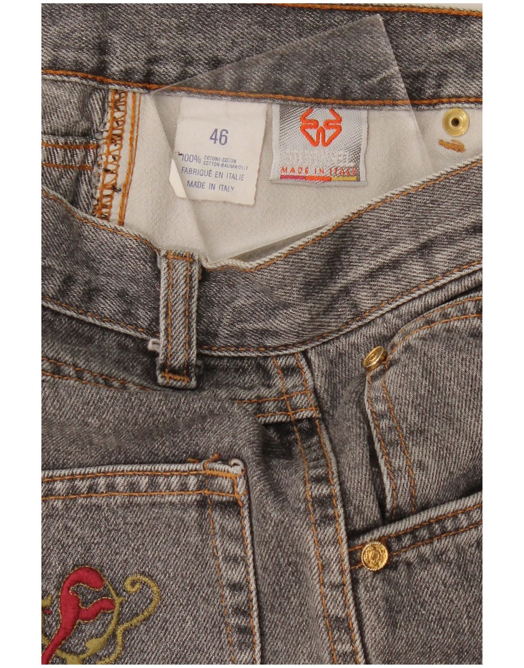 Vintage mujer cintura alta jeans cónicos IT 46 Grande W28 L29 Algodón Gris