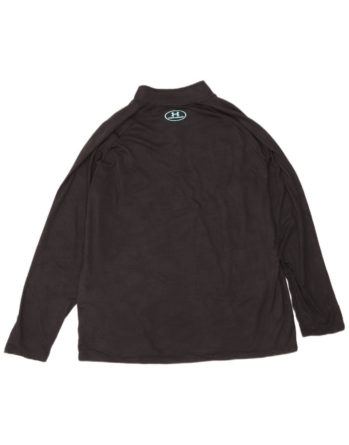 Under Armour Hombre Heat Gear Zip Neck Jersey Chándal Top Grande Negro
