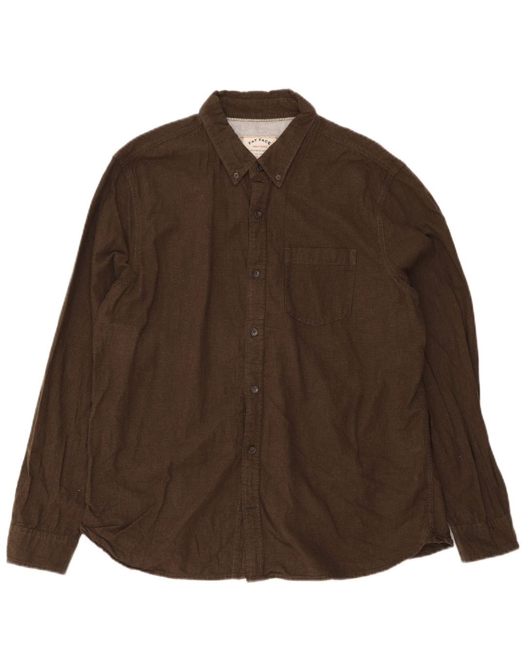 Camisa de franela para hombre Fat Face XL Caqui Pata de gallo de algodón