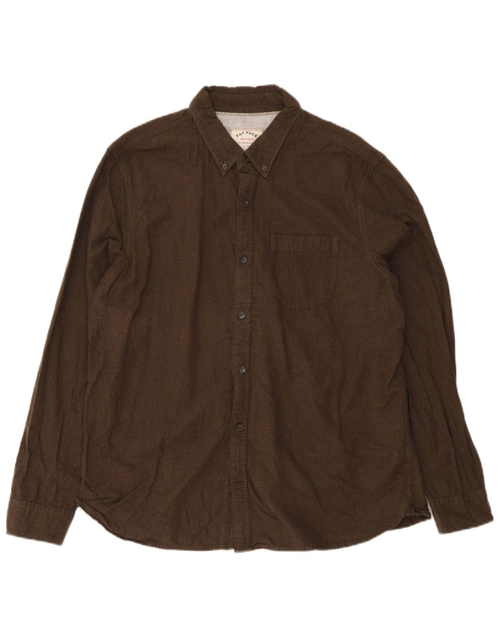 Camisa de franela para hombre Fat Face XL Caqui Pata de gallo de algodón