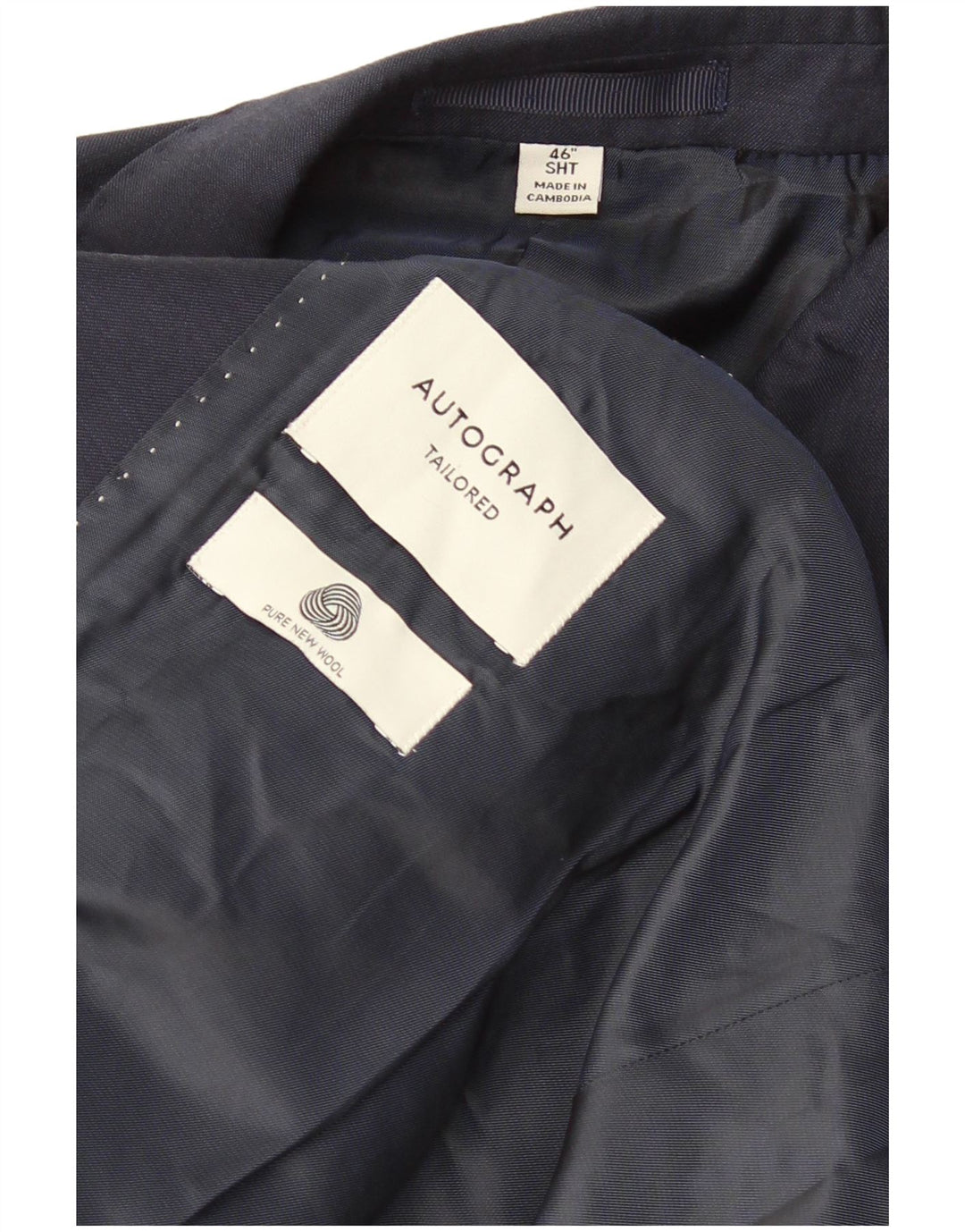 Marks & Spencer Chaqueta tipo blazer corta con 2 botones para hombre UK 42 XL Azul marino