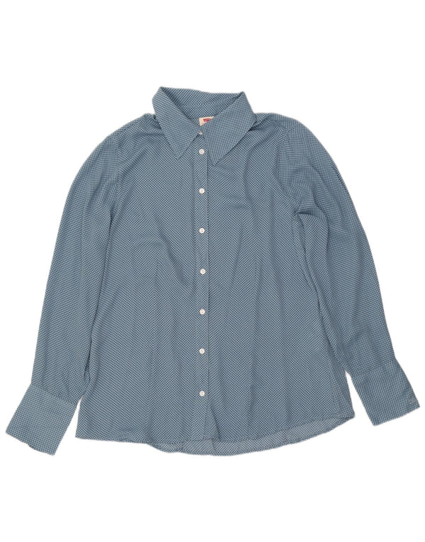 LEVI'S Camisa extragrande de corte estándar para mujer UK 40 XL Pata de gallo azul