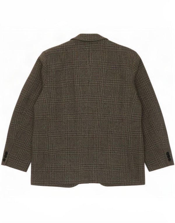 Harris Tweed Chaqueta tipo blazer de 3 botones para hombre UK 38 Medium Khaki Houndstooth