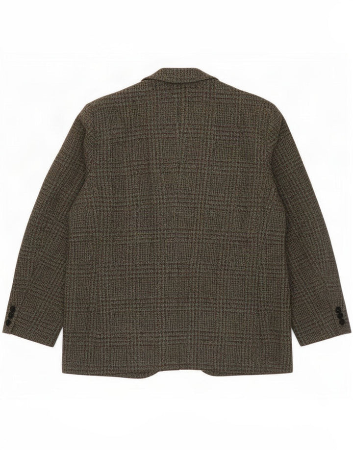 Harris Tweed Chaqueta tipo blazer de 3 botones para hombre UK 38 Medium Khaki Houndstooth