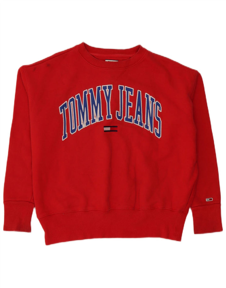 Tommy Hilfiger Sudadera de gran tamaño con gráfico para mujer UK 14 Medium Red