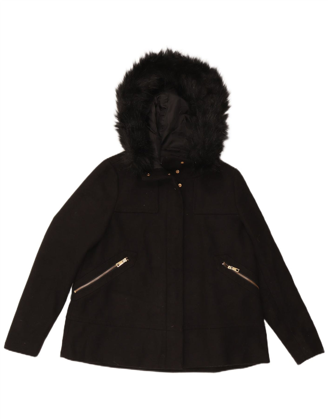 Zara Chaqueta cortavientos con capucha para mujer UK 44 Medium Black