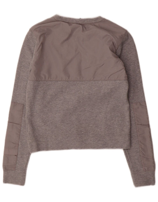 NIKE Mujer Crop Sudadera Jumper UK 6 XS Gris Algodón