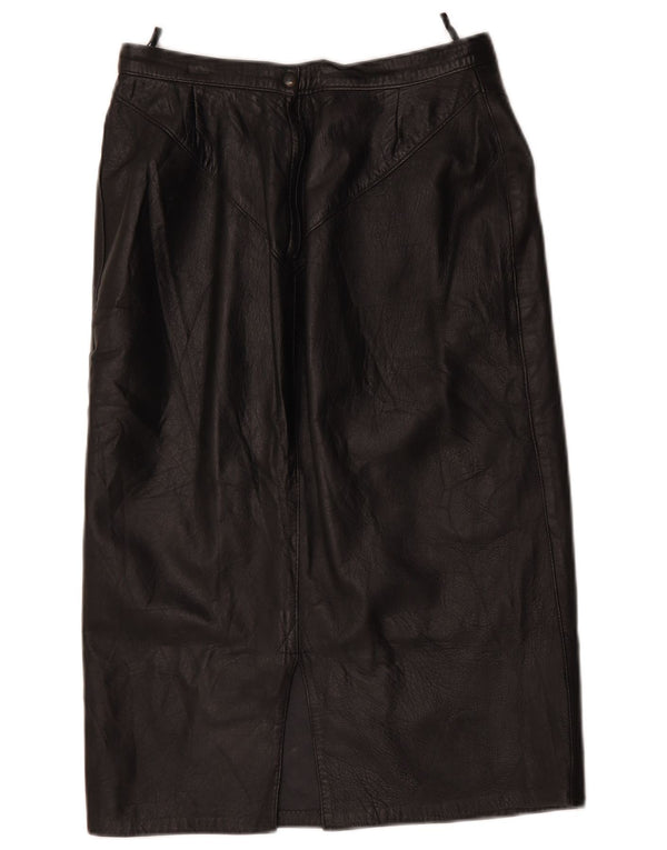 Falda de cuero vintage para mujer W28 Negro medio