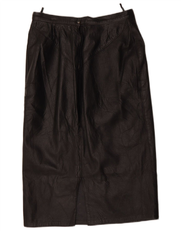 Falda de cuero vintage para mujer W28 Negro medio