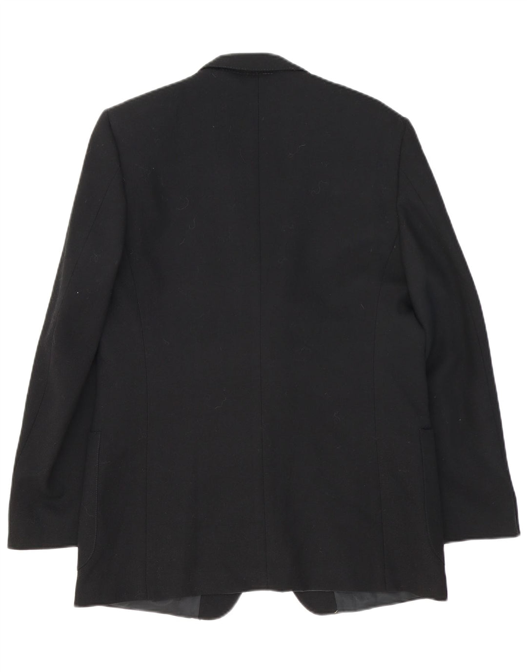 Vintage hombres 2 botones Blazer chaqueta Reino Unido 38 mediana lana virgen negra