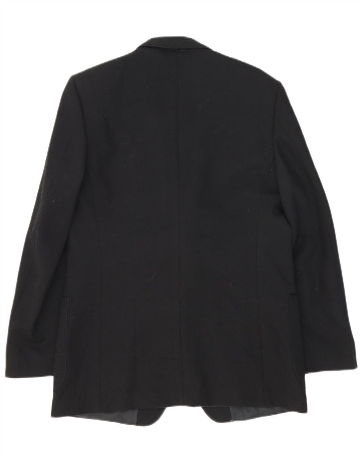 Vintage hombres 2 botones Blazer chaqueta Reino Unido 38 mediana lana virgen negra