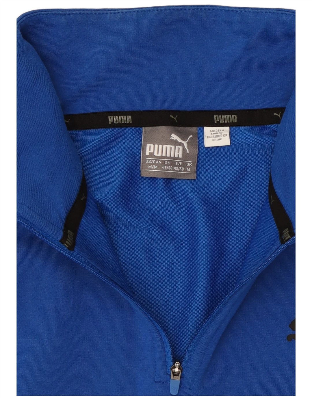 PUMA Sudadera con cuello y cremallera para hombre, color azul medio