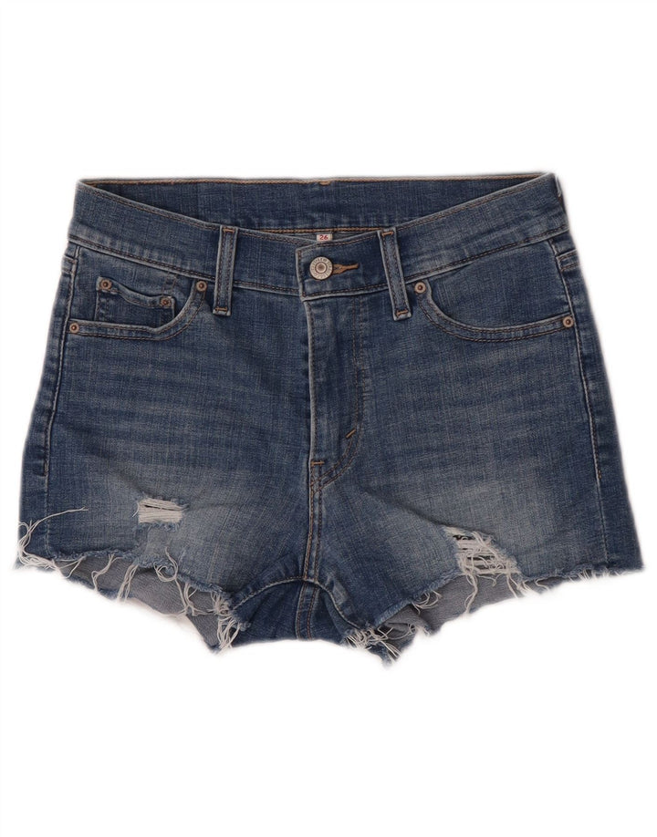 Levi's Shorts De Mezclilla Desgastados Para Mujer W26 Small Blue