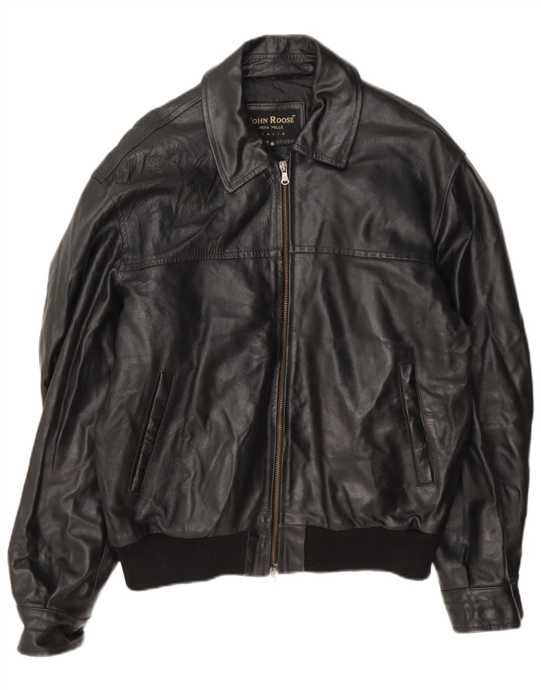 John Roose Chaqueta de cuero para hombre Reino Unido 38 Mediano Negro