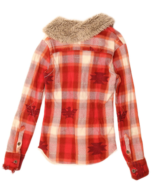 Superdry Camisa de franela con gráfico Lumberjack para mujer, talla 40, talla pequeña, cuadros rojos