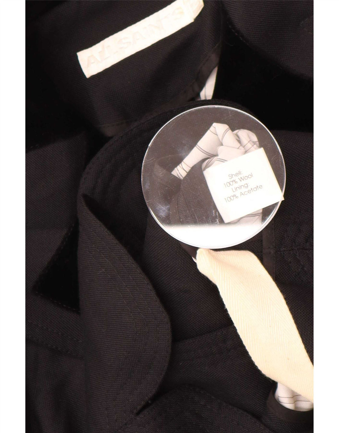 All Saints Chaqueta Blazer para Mujer UK 40 Mediana Lana Color Block Negra