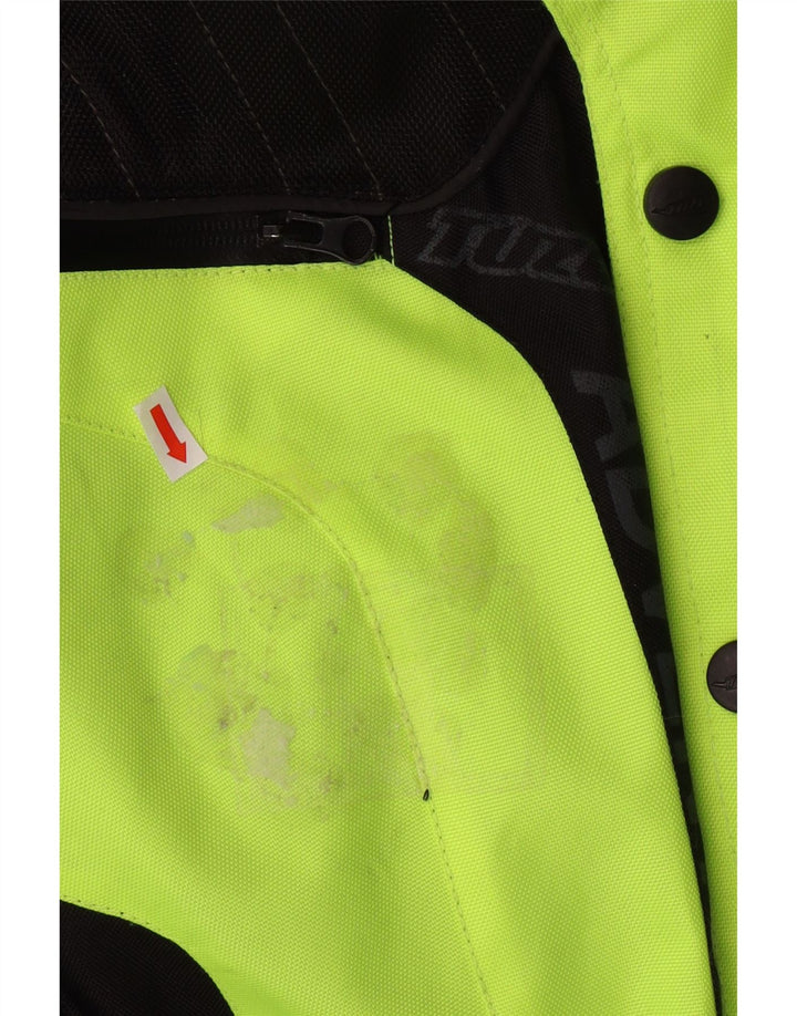 VINTAGE Hombres Gráfico Moto Racer Bomber Chaqueta Reino Unido 44 2XL Verde Colorblock