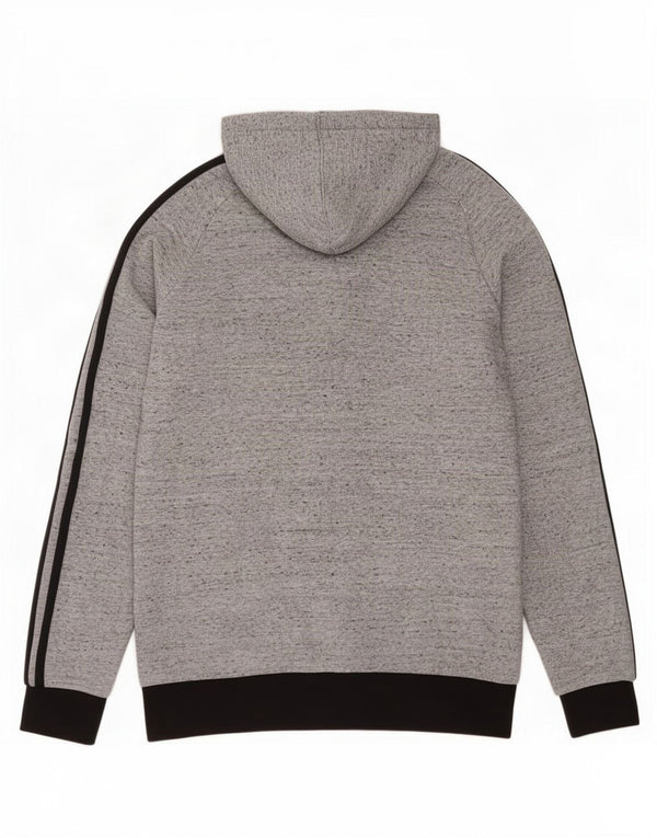 Adidas - Sudadera con capucha y cremallera para niños, 15-16 años, algodón moteado gris