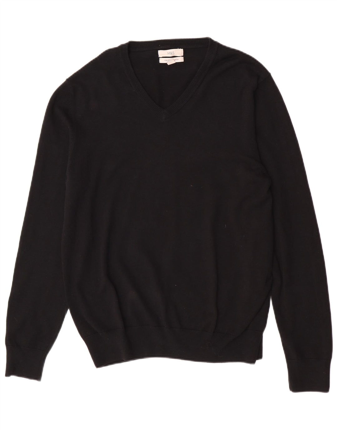 Marks & Spencer - Jersey con cuello en V para hombre, talla grande, algodón negro