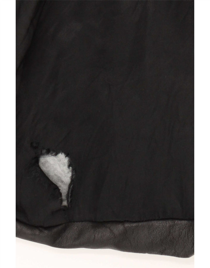 Abrigo de cuero vintage para mujer IT 46 Cuero negro grande