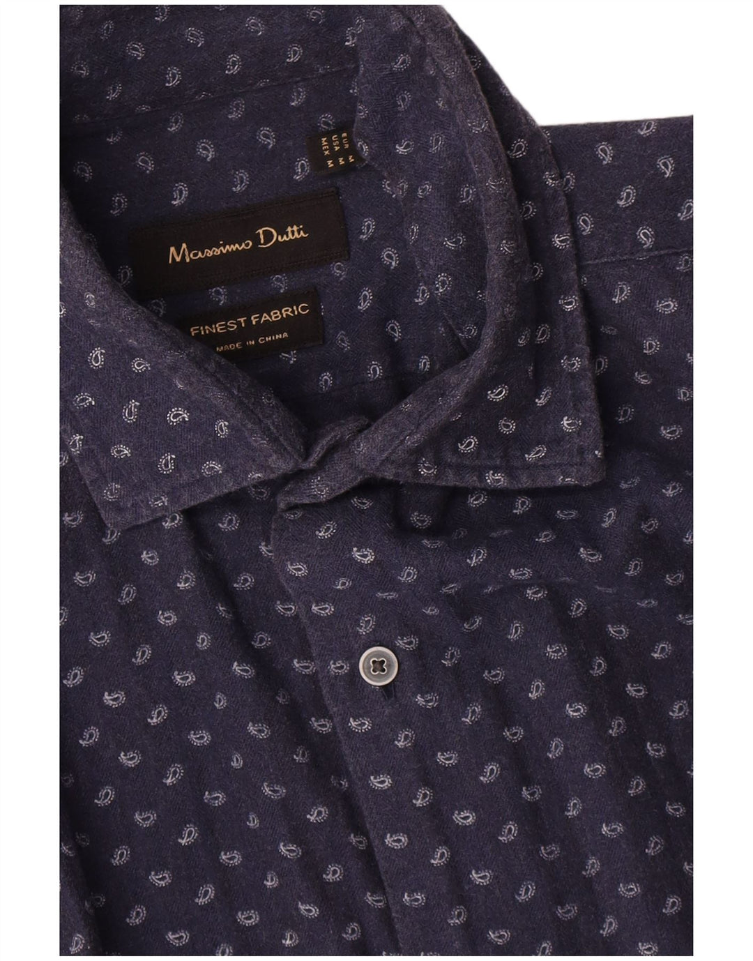 Camisa Massimo Dutti Hombre Mediana Azul Marino Paisley Algodón