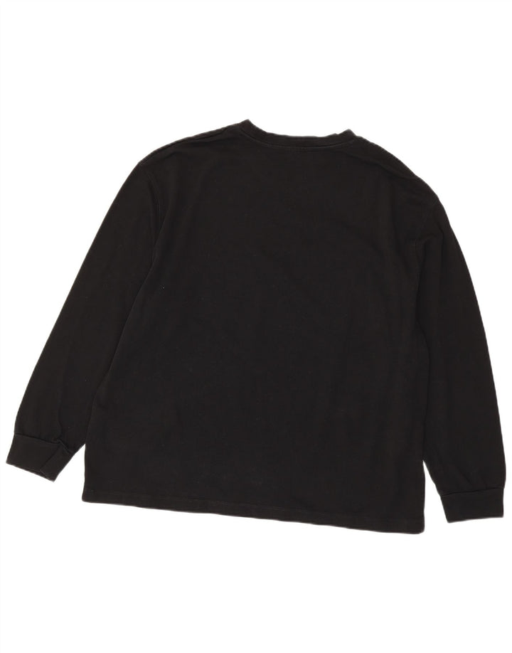 Zara Mujer Top Manga Larga UK 46 Grande Algodón Negro