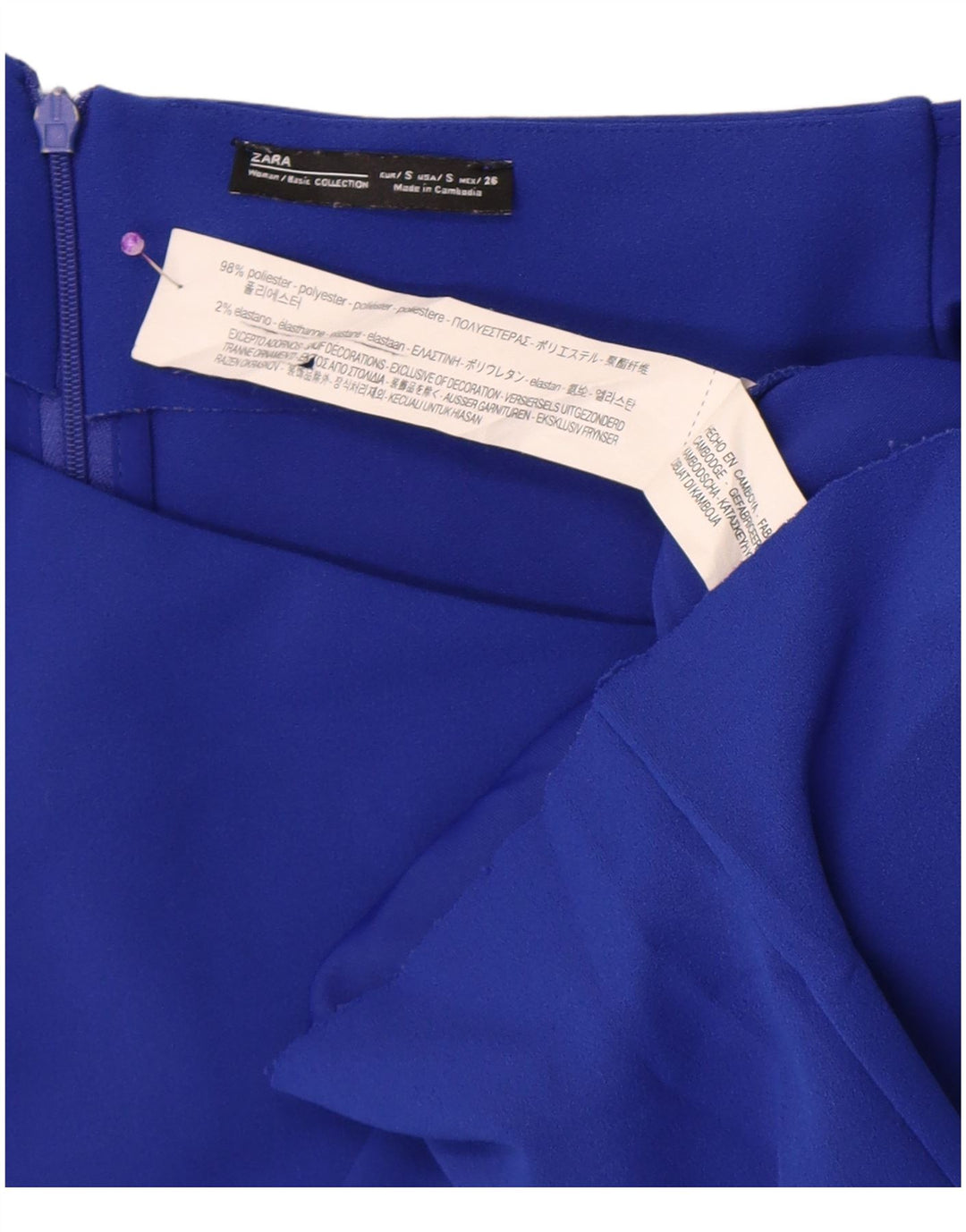 Zara Vestido Ajustado De Un Hombro Para Mujer UK 8 Pequeño Poliéster Azul