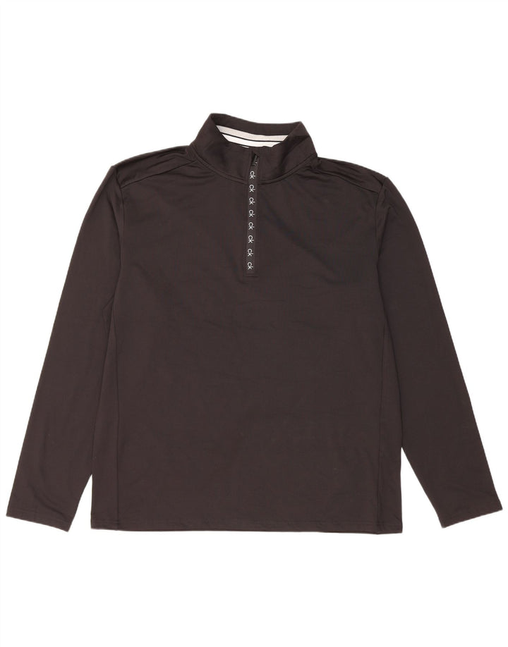 Calvin Klein - Chándal para hombre con cremallera y cuello de golf, talla XL, poliéster negro