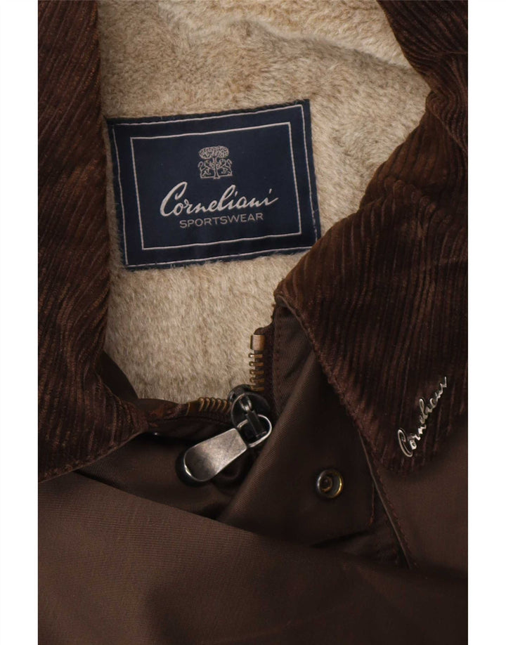Corneliani Chaqueta utilitaria Sherpa para hombre IT 56 3XL Algodón marrón
