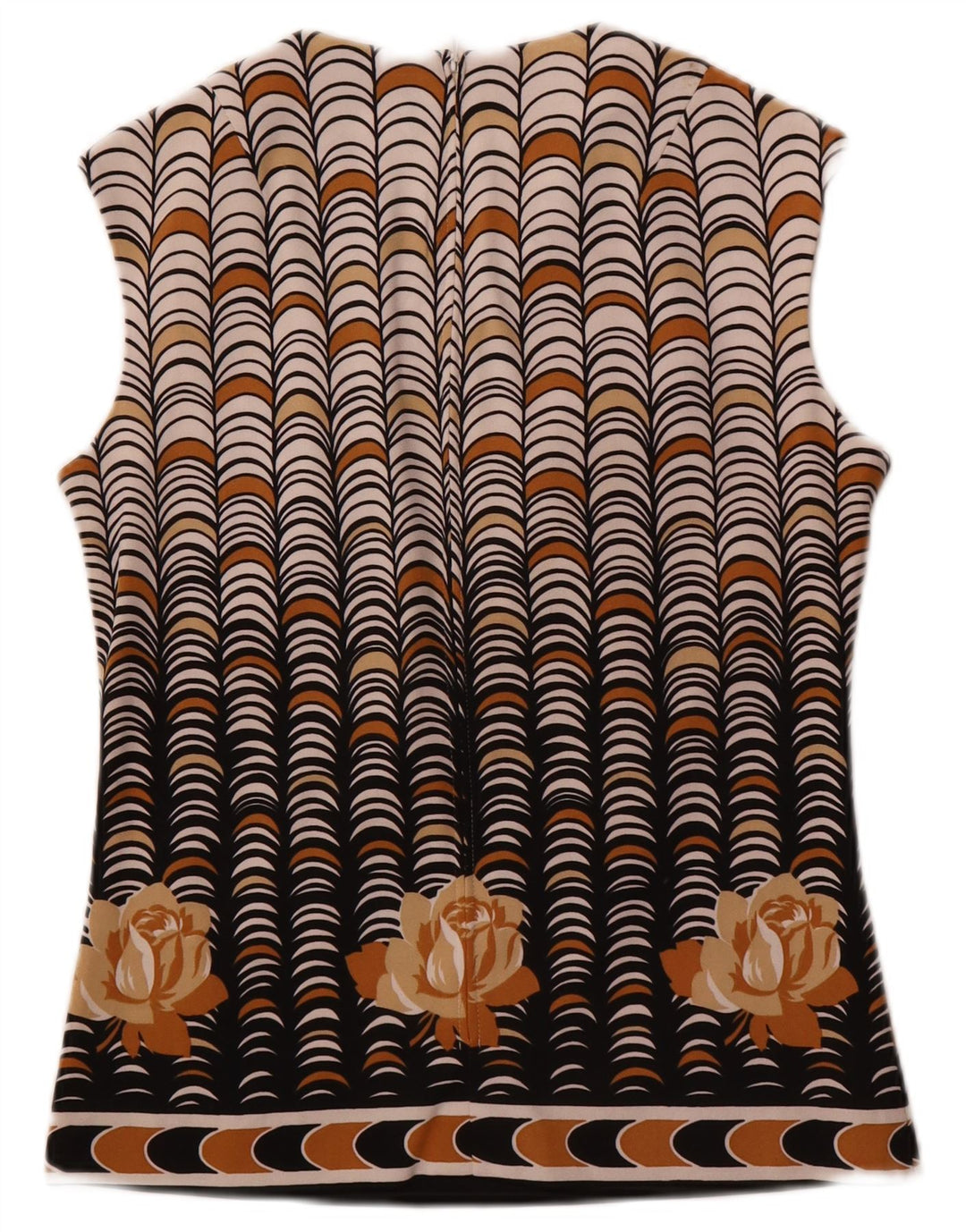 Blusa vintage sin mangas para mujer Top IT 40 Poliéster geométrico beige pequeño