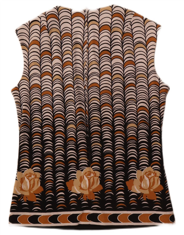 Blusa vintage sin mangas para mujer Top IT 40 Poliéster geométrico beige pequeño