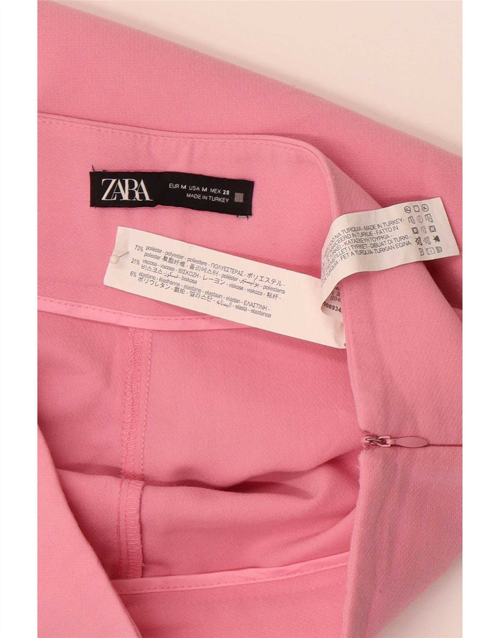 Zara Mujer Shorts Casuales De Cintura Alta Mediano W28 Poliéster Rosa
