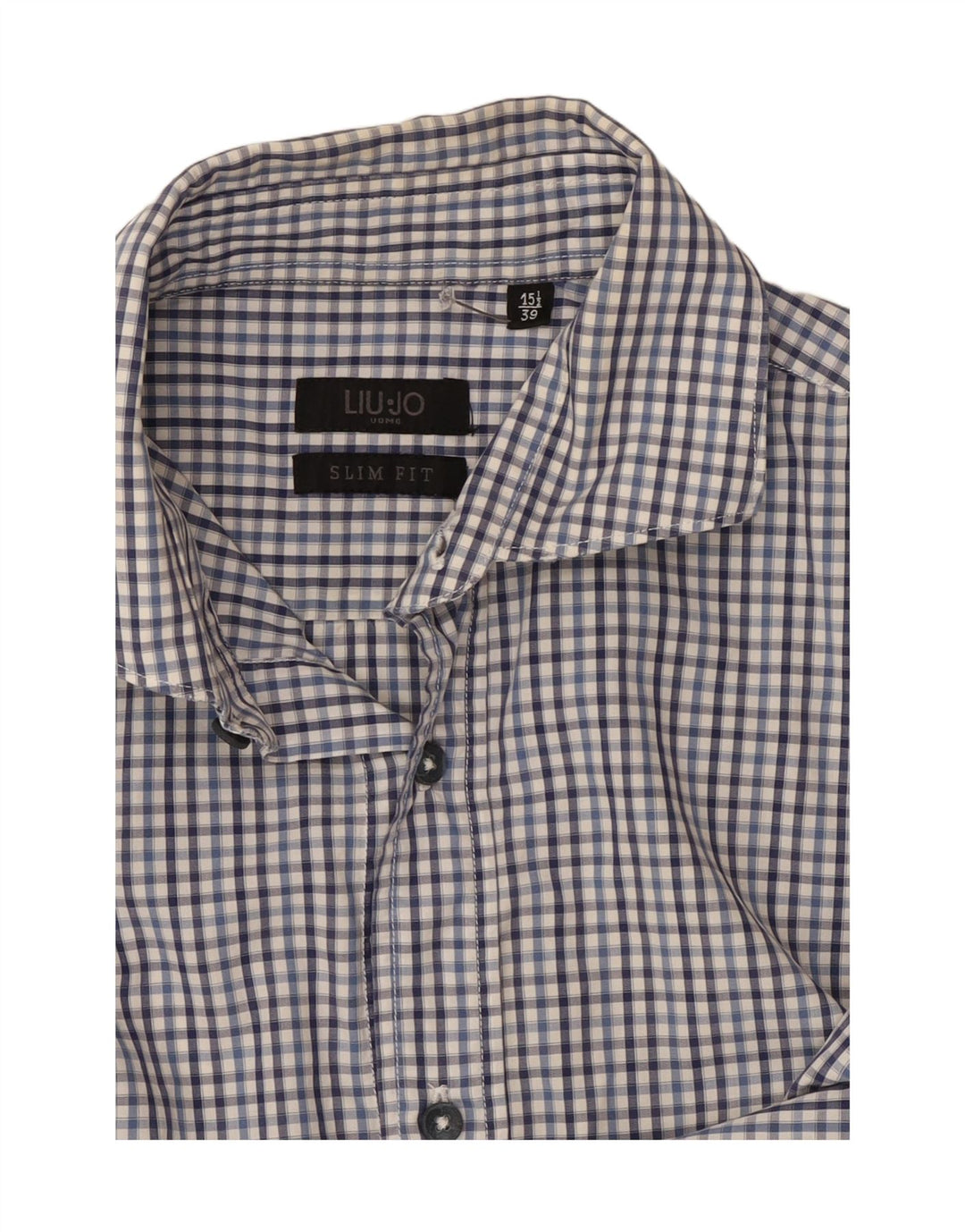 Liu Jo Camisa Slim Fit para Hombre Talla 39 15 1/2 Mediana Azul Marino Cuadros