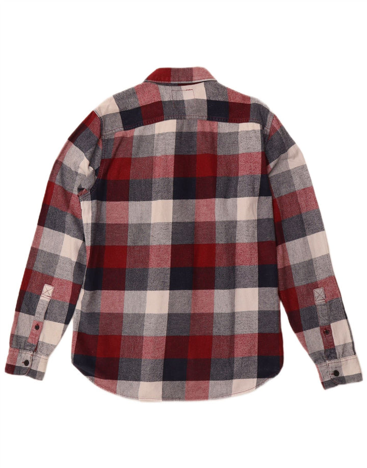 HOLLISTER Camisa de franela para hombre con cuadros burdeos medianos