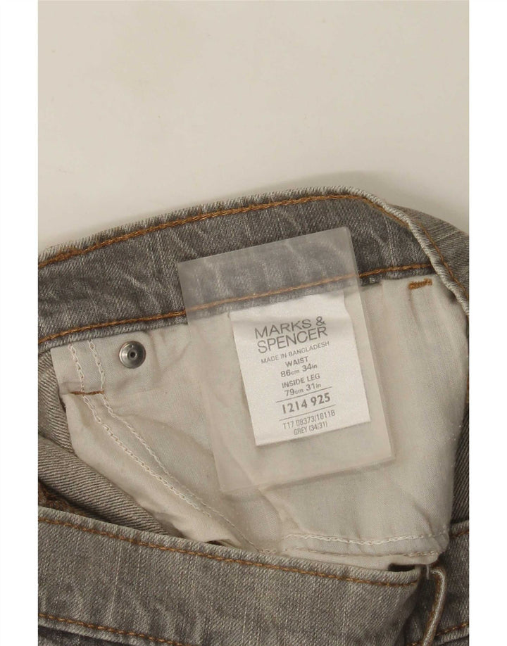 Marks & Spencer Vaqueros rectos para hombre W34 L31 Algodón gris