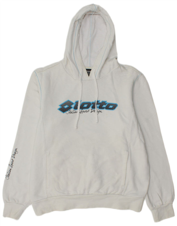 Lotto Hombre Sudadera Con Capucha Gráfica Jersey De Algodón Blanco Mediano