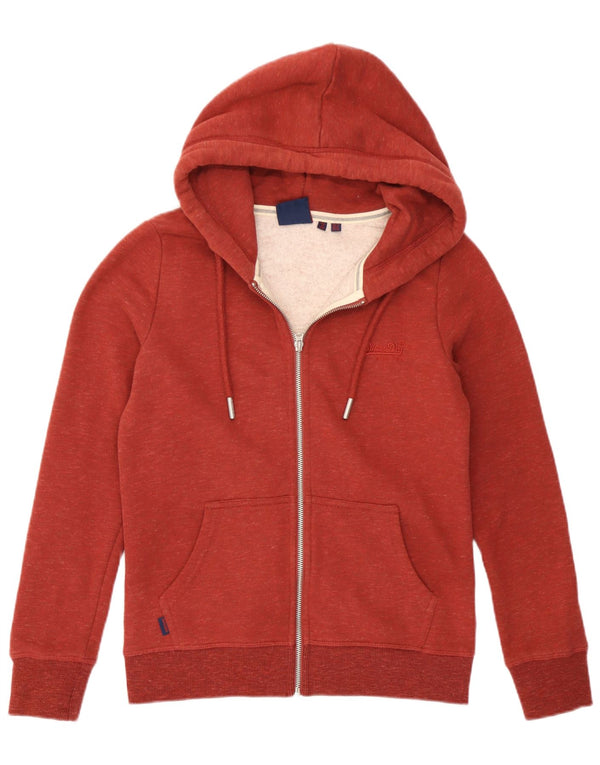 Superdry Sudadera con capucha y cremallera para mujer UK 10 Small Brown Cotton
