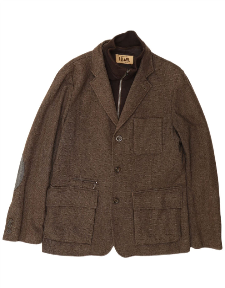 ALVIERO MARTINI Chaqueta blazer de 3 botones para hombre IT 52 XL Lana marrón