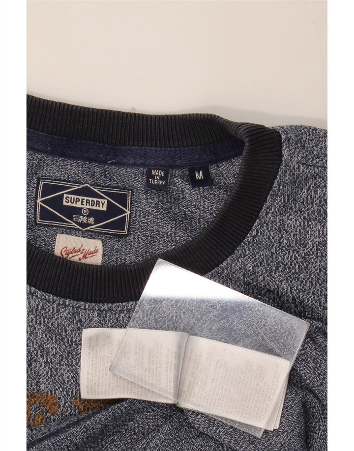 SUPERDRY Camiseta gráfica para hombre Top mediano de algodón moteado en azul marino