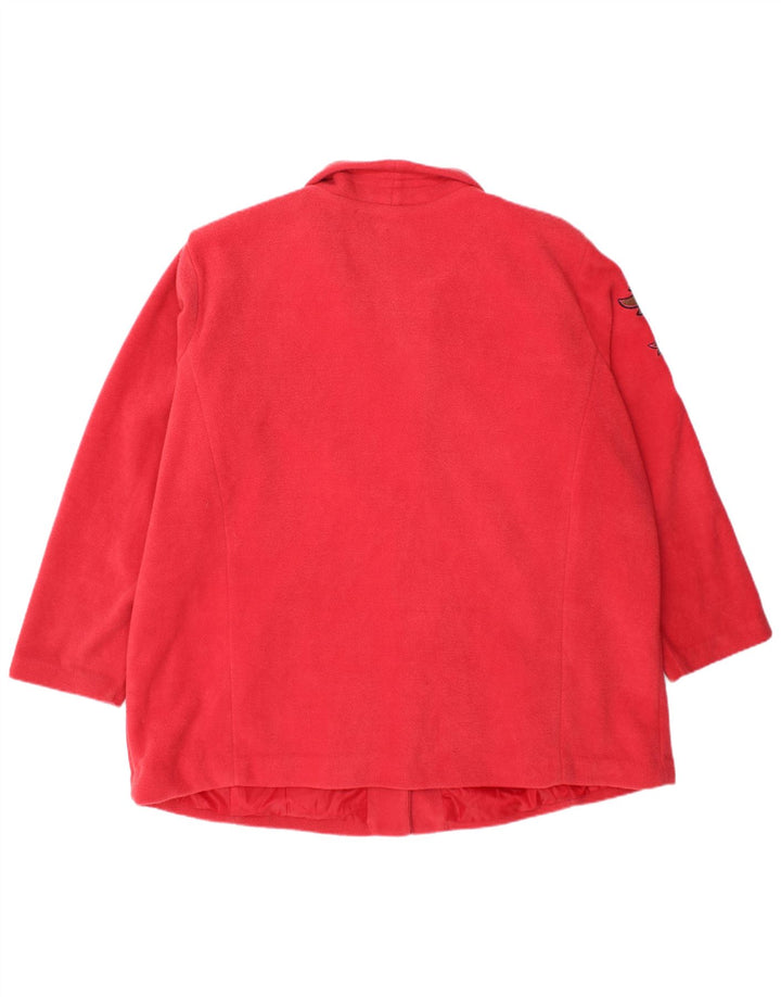 BOB MACKIE Abrigo de forro polar holgado para mujer UK 20 2XL Poliéster floral rojo