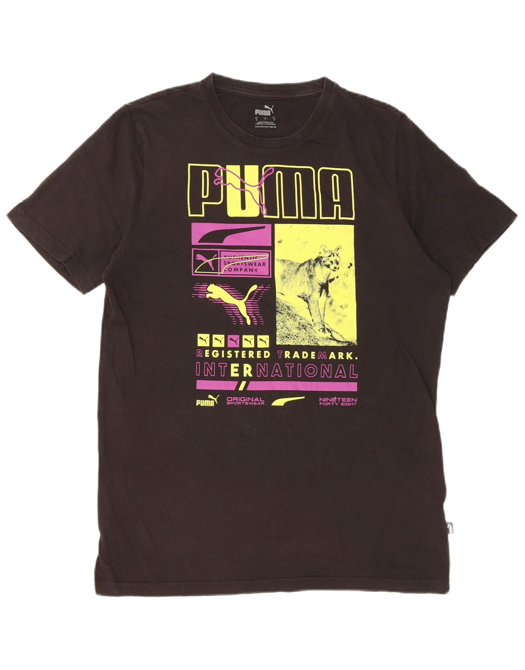 Puma - Camiseta gráfica para hombre, talla pequeña, algodón negro