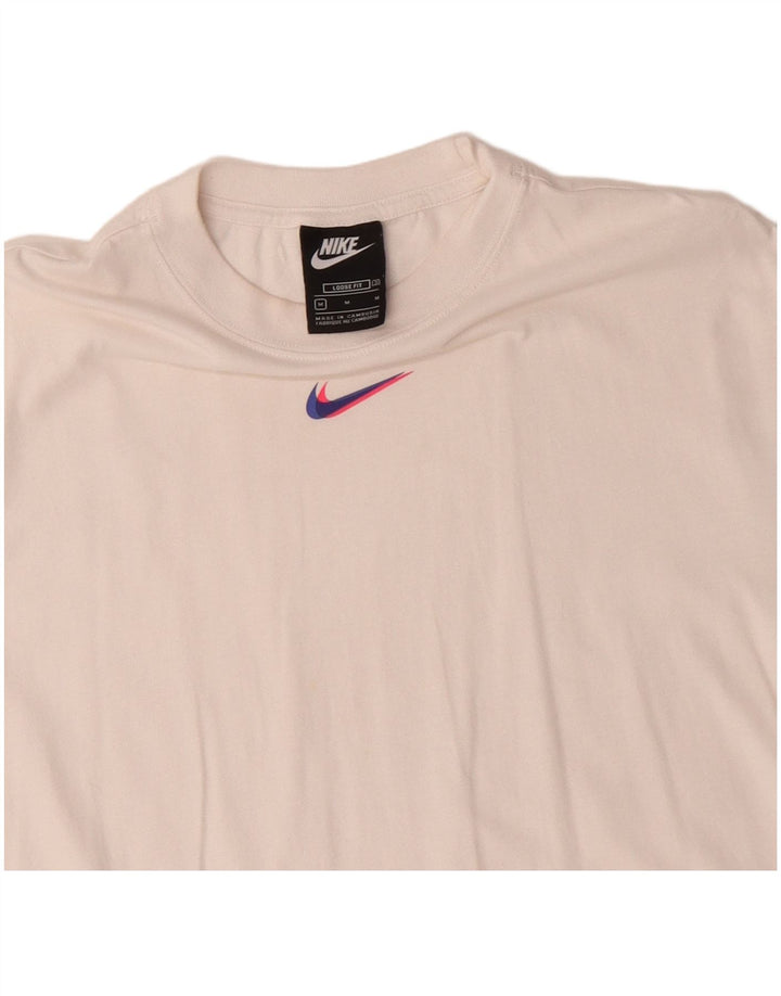 NIKE Camiseta holgada para mujer UK 14 Medium White Cotton