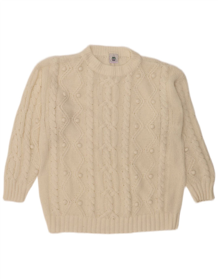 New Fast - Jersey extragrande con cuello redondo para mujer, talla EU 40/42, mediano, blanco