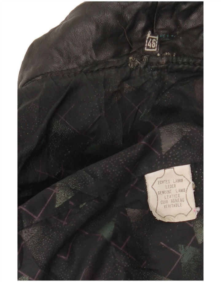 Vintage mujer chaqueta de cuero de gran tamaño EU 46 XL cuero negro