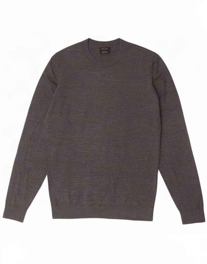 Jersey Massimo Dutti Hombre Cuello Redondo Lana Merino Gris Medio