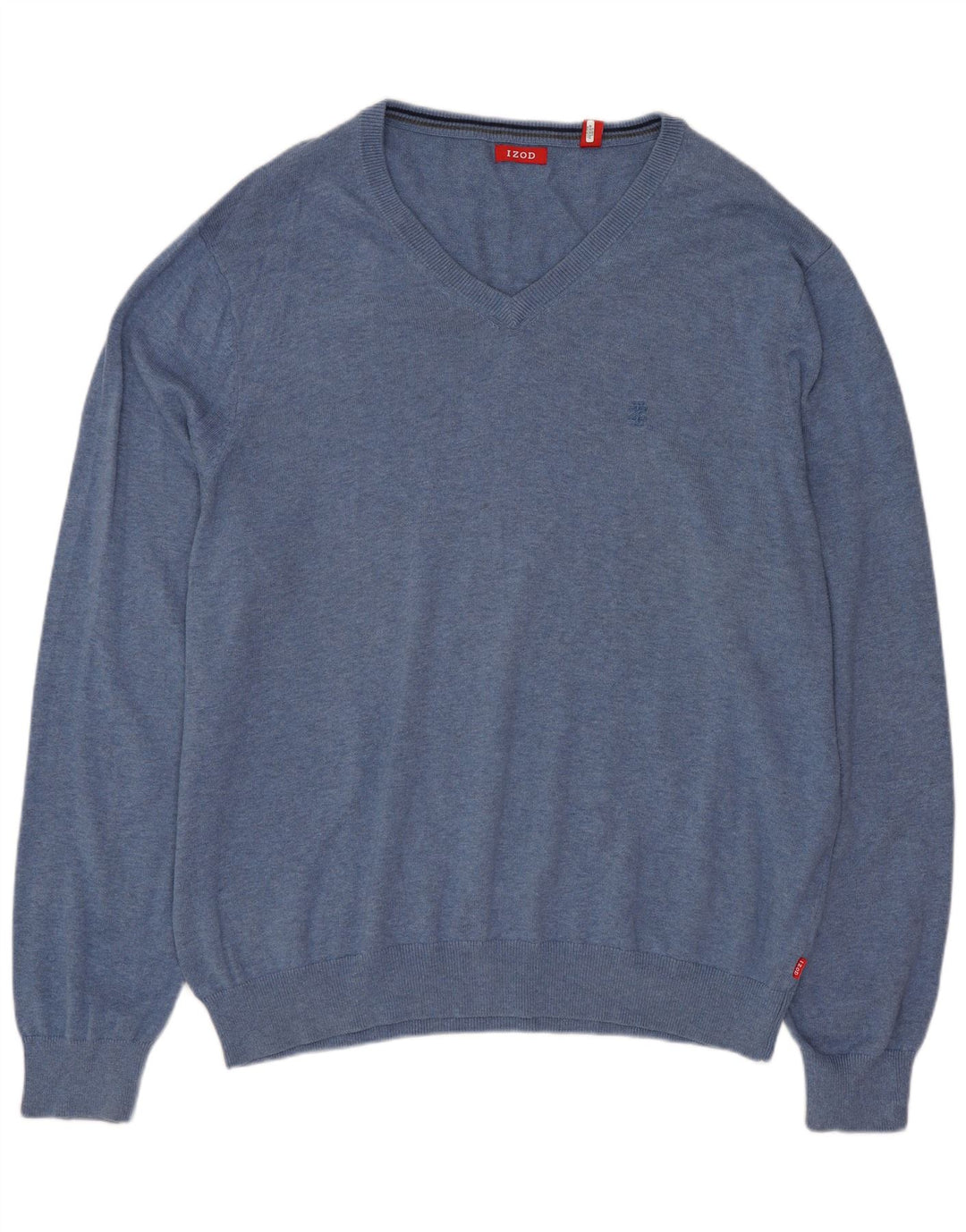 IZOD Jersey con cuello en V para hombre, talla grande, algodón azul