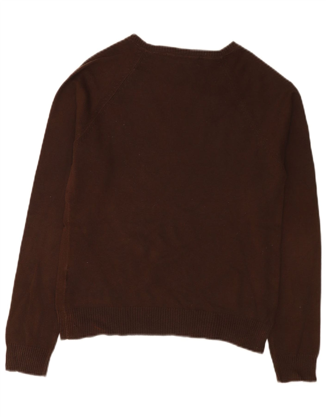 Zara - Jersey con cuello en V para mujer, talla 42, algodón marrón medio